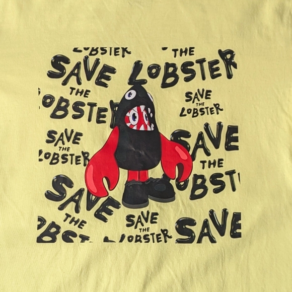 Adidas T-shirt - men's small yellow Save The Lobster t-shirt - Picture 2 of 8